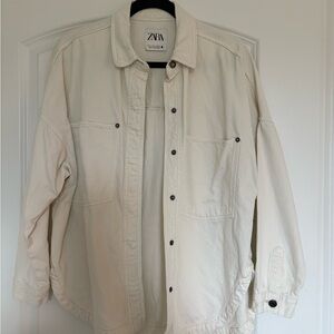 Zara Cream Denim Shirt Jacket
